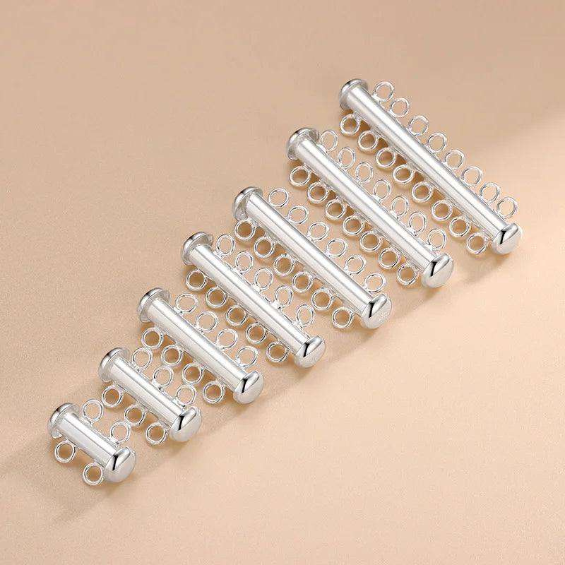 Gold Pearl Necklace Clasp With Loop 925 Sterling Silver Multi-row Chain Clasp for Jewelry Accessories