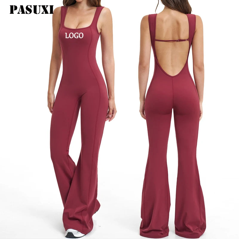 PASUXI 2026 Women's Sports Bodysuits Jumpsuits New Workout Wear for Yoga Fitness Seamless Four-Way Stretch Spandex Nylon Sets