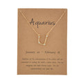 G108 2022 Fashion Brown Paper Card Gold Plated Horoscope Astrology Zodiac Sign Necklace Jewelry