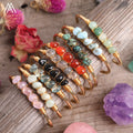 Fashion Jewelry Boho Style Natural Gemstones Nuggets Chips Beads BanglesGold Wire Wrapped Copper Beaded Bangle