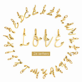 SP DIY Letter Pendant Accessories Alphabet Stainless Steel Letter Charms for Bracelet Necklace