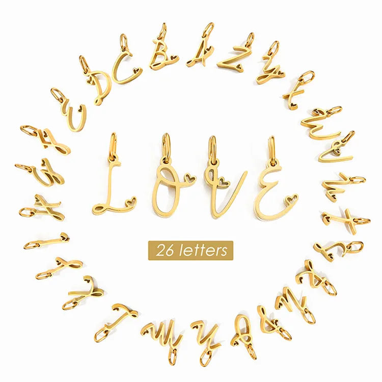 SP DIY Letter Pendant Accessories Alphabet Stainless Steel Letter Charms for Bracelet Necklace