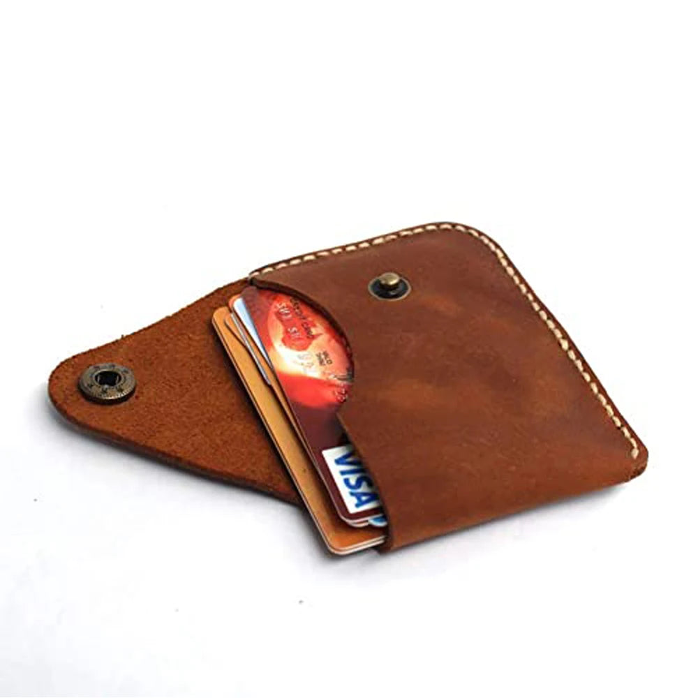 High Quality Custom Logo Luxury Vintage Genuine Leather Business Card Case Holder Security Flap Closure Mount Yanzhi Credit Card