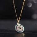 Fashionable Women's Jewelry Blue Zircon Electroplated Gold Plated Clavicle Chain Evil Eye Pendant Necklace