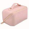 PU Leather Zipper Large Capacity Custom Logo Travel Toiletry Organizer Makeup Cosmetic Bag Pouch Box Case Pack for Women Lady