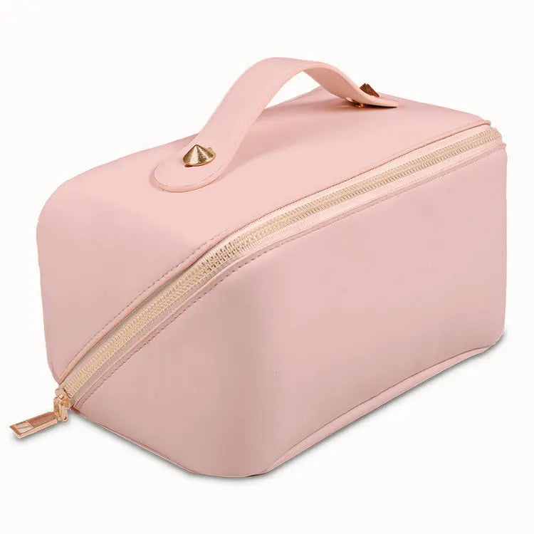 PU Leather Zipper Large Capacity Custom Logo Travel Toiletry Organizer Makeup Cosmetic Bag Pouch Box Case Pack for Women Lady