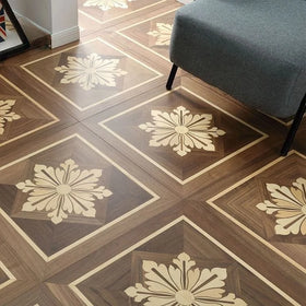Parquet Wood Flooring 3D Geometric Puzzle Solid Wood Floor Geometric Wood Flooring Products 450x450mm