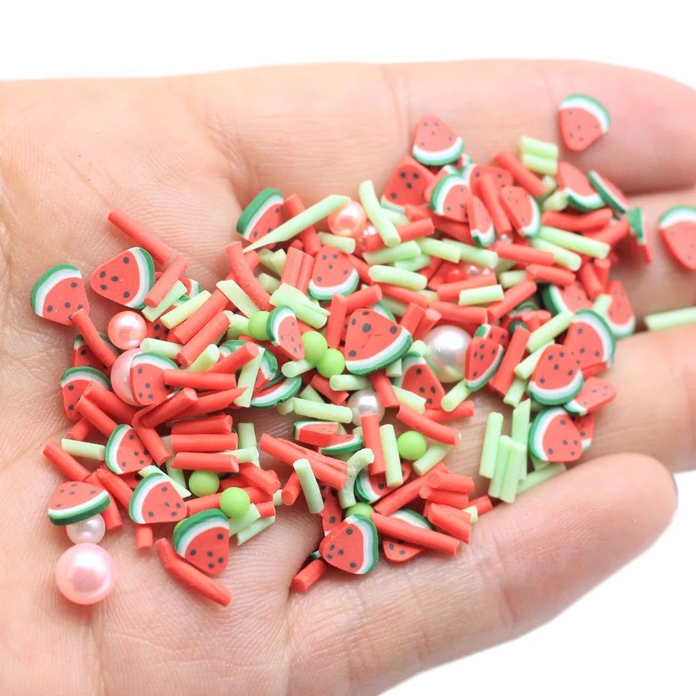 Watermelon Theme Polymer Clay Sprinkles Acrylic Pearl Beads Mix Craft for Slime Filler Diy Component Supply