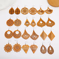 African Earrings Wooden Boho Drop Earrings Bohemian Pendant Dangle Lightweight Ethnic Style Wood Earrings for Women