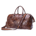 Luxury Design Vintage Casual Brown Duffel Bags Crazy Horse Genuine Leather Zipper Portable Travel Bag for Men