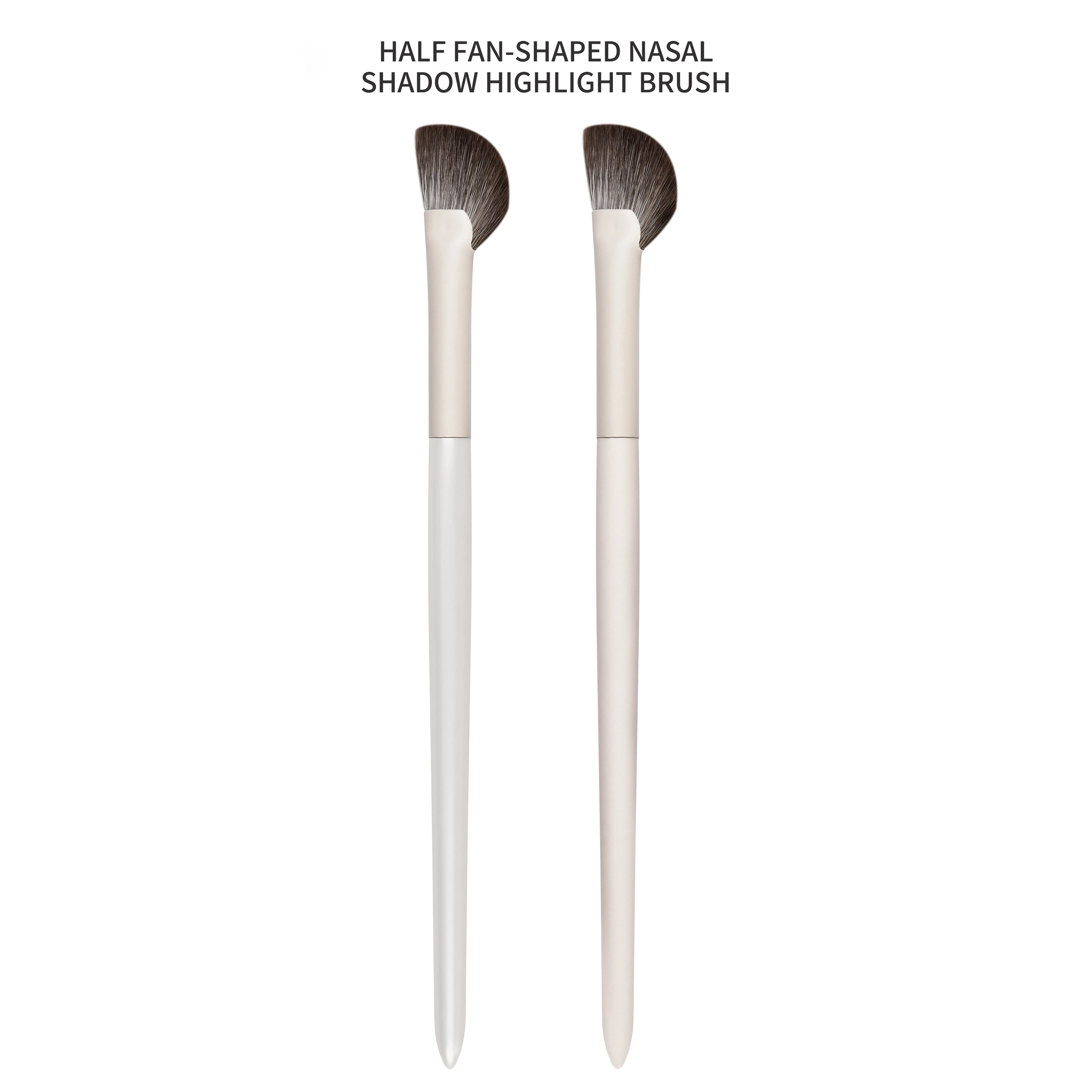 High-end Custom White Natural Hair Makeup Brush Set Solid Wood Handle High-density Bristles Can Be Customized Nose Shadow Brush