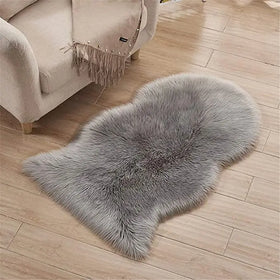 Faux Fur Soft Fluffy Single Sheepskin Style Rug Chair Cover Seat Pad Shaggy Artificial Sheepskin Carpet for Bedroom Sofa Floor