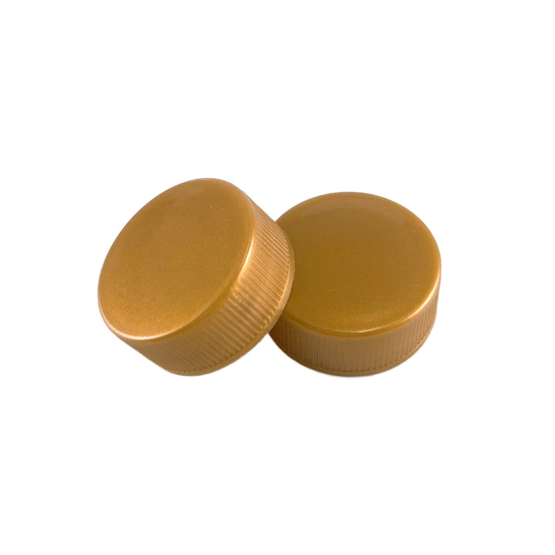 28mm Plastic Tamper Evident Bottle Caps Gold Yellow Plastic Container Lids for Bottles