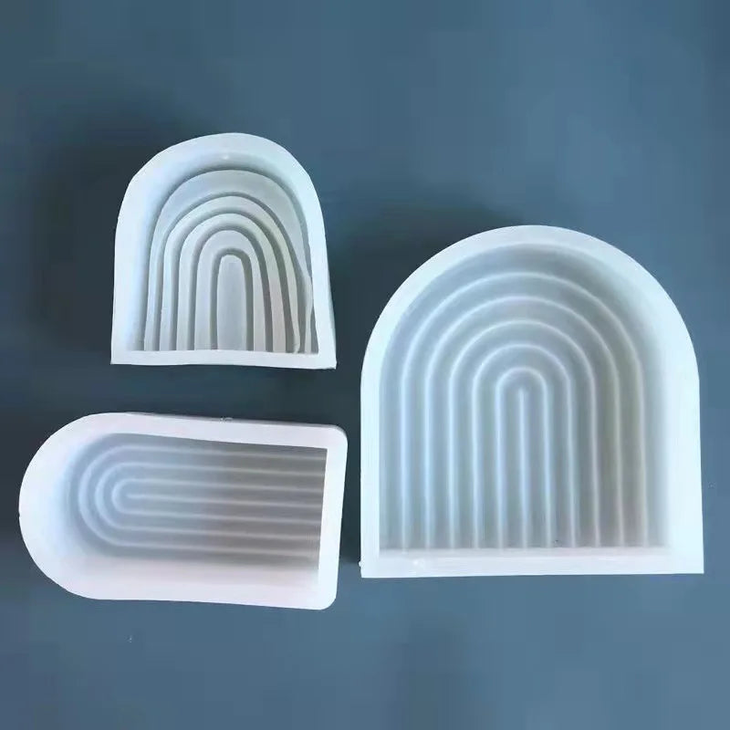 Rainbow Arch Geometric U Shaped Striped Fondant Candle Mold Cake Cupcake Toppers Food Grade Non-Stick Eco-Friendly Durable