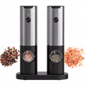2022 New 2pcs Adjustable Coarseness Rechargeable Stainless Steel Gravity Electric Salt and Pepper Grinder Set with LED Light