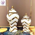 Low MOQ in Stock Porcelain Flower Vases Home Decor Gold Ceramic Vase Ginger Jar  Decorative Vase for Living Room