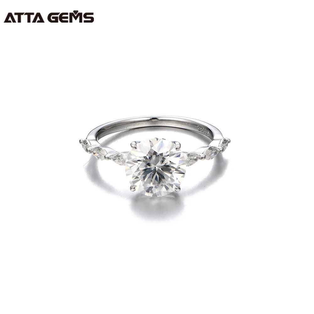 New Design D Color Vvs  Moissanite Ring 925 Sterling Silver Diamond  Round Shape Engagement Ring  for Women