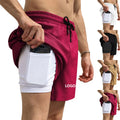 Sport Shorts Custom Logo EU Size Phone Pocket 2 in 1 Men Fitness Workout Jogger Suit With Inner Compression Gym Shorts