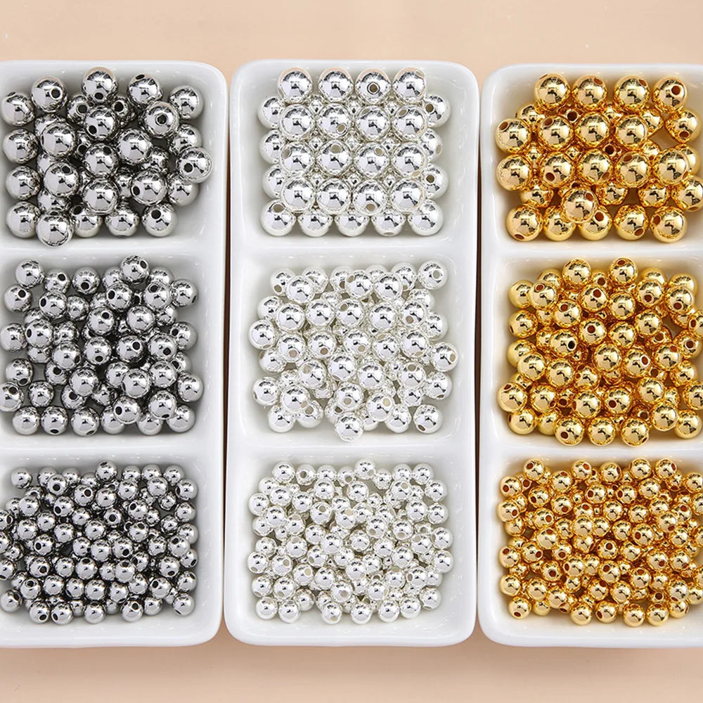New Wholesale 6mm 8mm 10mm Loose Plastic Beads DIY Bracelet Bag Chain Round Jelly Color Acrylic Beads for Jewelry Making