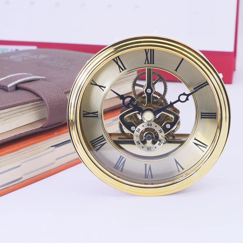 Clock Gear Skeleton Clock Insert Quartz Movement With Oval Dial Metal Clock Machines