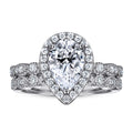 Wedding Ring Set Three-Piece Heart Pattern Engagement Jewelry Women's S925 Sterling Silver Rings