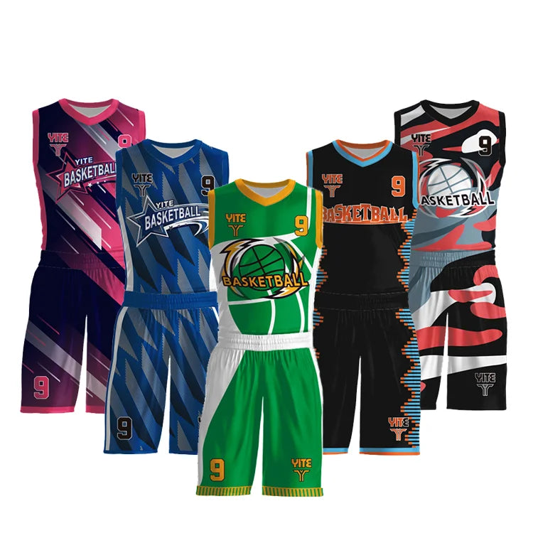 New Design Men's Basketball Jerseys Short Sleeve Breathable Custom Team Name & Brand 100% Polyester