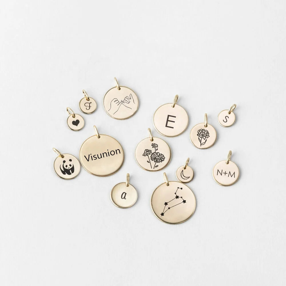 316L Stainless Steel Round Disc Necklace Pendant Accessories for Jewelry Making Wholesale