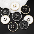 Fashion 4-Hole Eco-Friendly Flatback Sewing Button Zinc Alloy Oil Metal Plating Custom Engraved Logo Multi-Size Garment