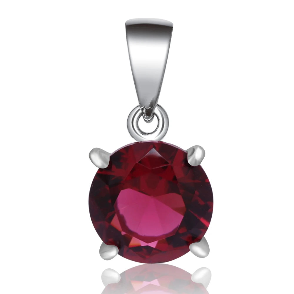 Simple Design 925 Sterling Silver Jewelry Pendants Birthstone 4 Prong Setting Pendant for Daily Wear