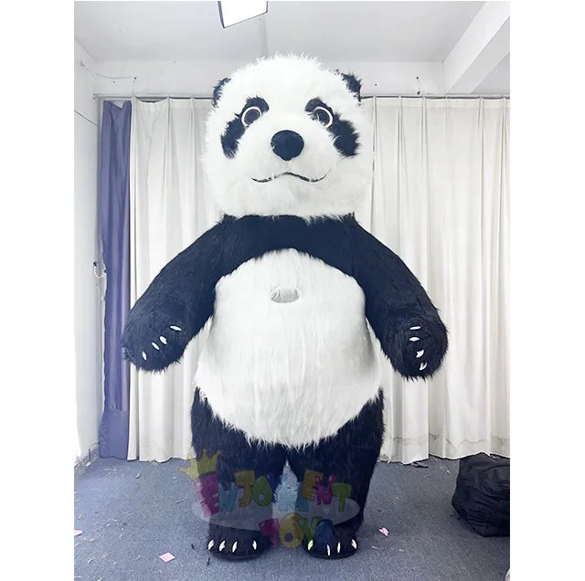 Hot Sale Inflatable Panda Mascot Costume with Long Hair Beautiful for Parties