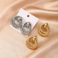 Minimalist Vintage Staggered Sliver/Gold Plated Geometric Hoop Earrings Jewelry for Women