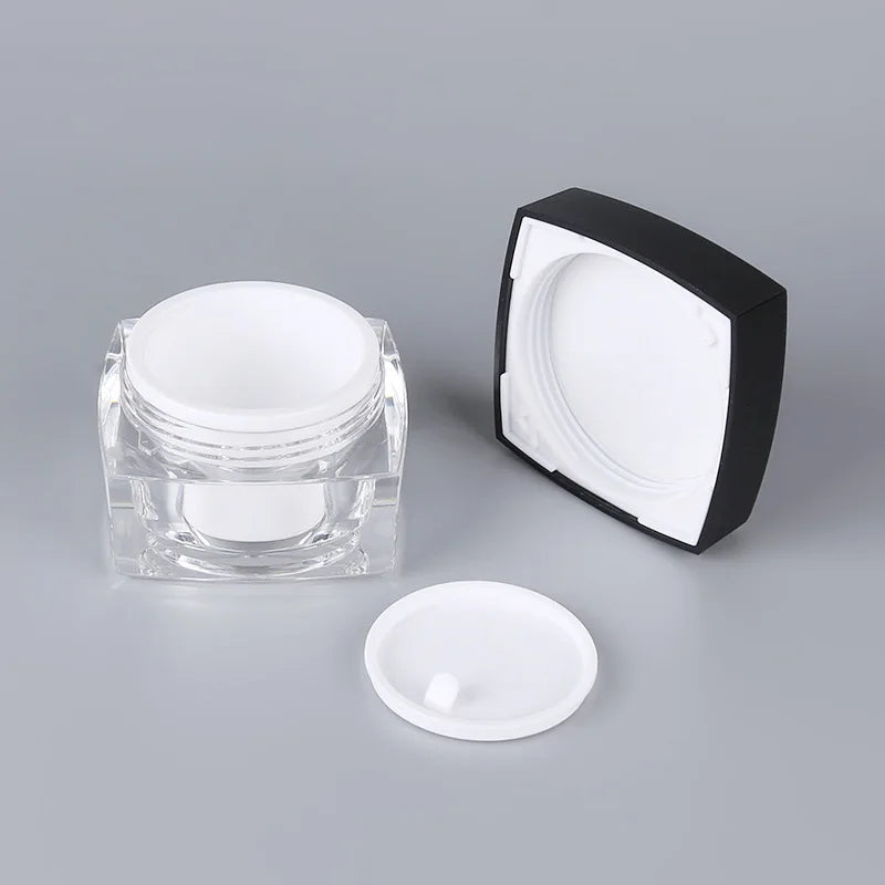 PMMA Acrylic ABS Luxury Fancy Square Stackable Empty Double-wall Cream Jar with PP Cup in Double Wall for Cosmetics Skin Care