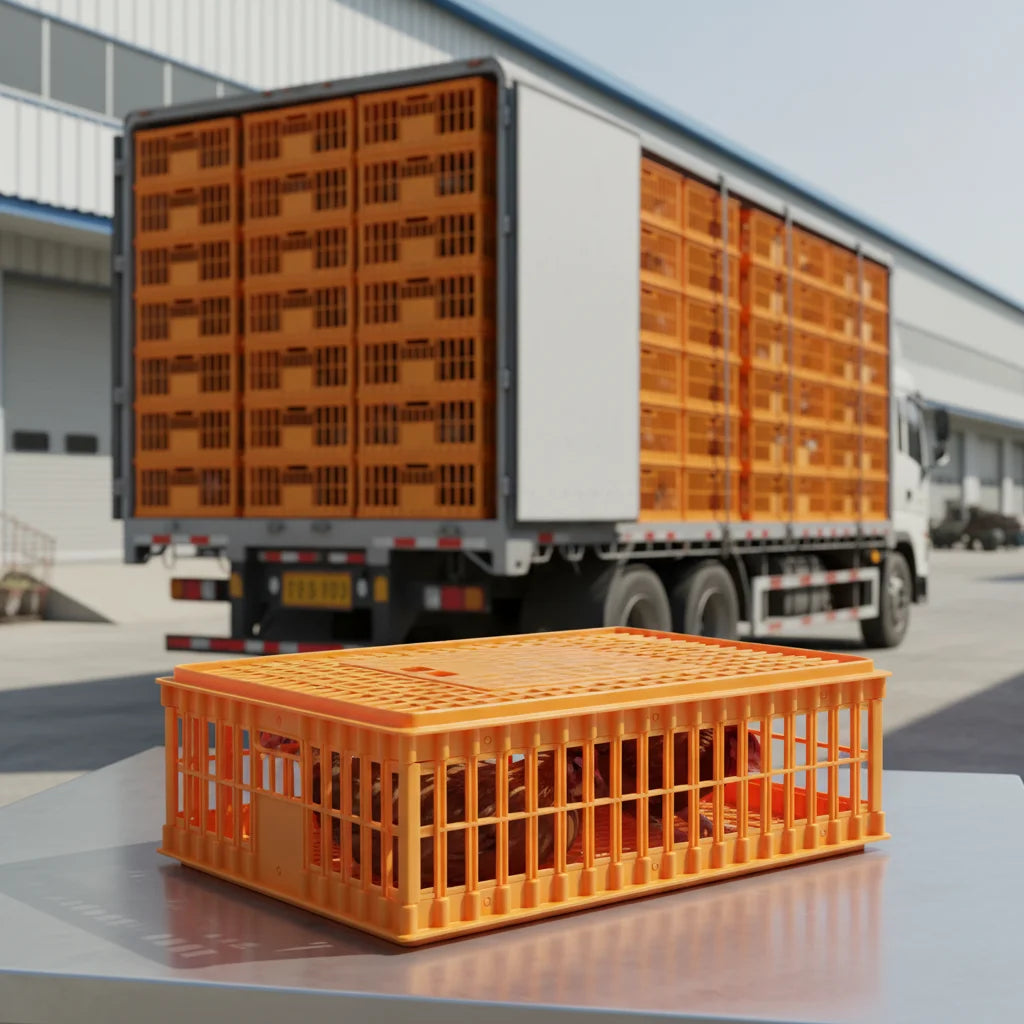 Wholesale New PP Plastic Orange Poultry Transport Crates 96x56x27cm (12-18 Chickens Capacity) for Animal Husbandry Equipment