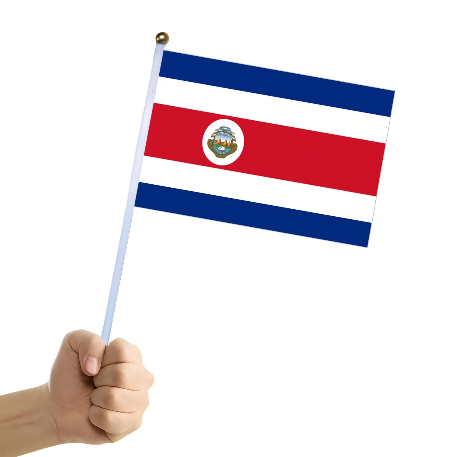 Promotional Product Hot Sale Cheap Screen Print 20x30cm 100%Polyester Double-side Custom Costa Rica Hand Flag