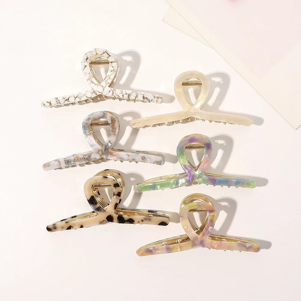 11.7 Large Triangle Barrette Tortoise Shell Hollow Claws Bath Ponytail Clip Women Girls Elegant Decorative Colorful Acetate Hair