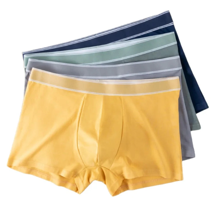 Man Underwear Flat Corner Crotch Plus Fat Guy Solid Color Four Corners Plus Size Adults for Men Knitted BOXER Briefs Mid-rise