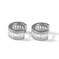 14K Gold Plated Brass Cuff Stud Earrings C-shaped Full Zircon Diamond CZ Hoop Earrings for Women Men