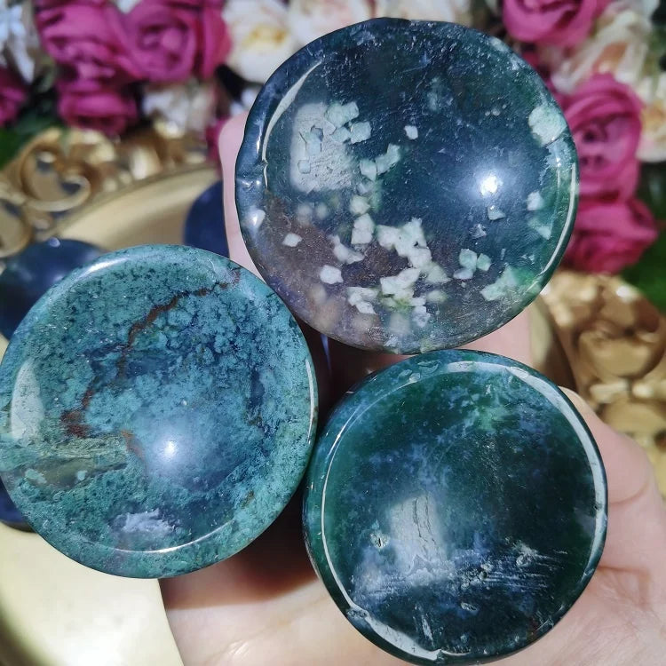 New Products Moss Agate Bowl Polished Healing Natural Gemstone Crystals Bowl for Gift