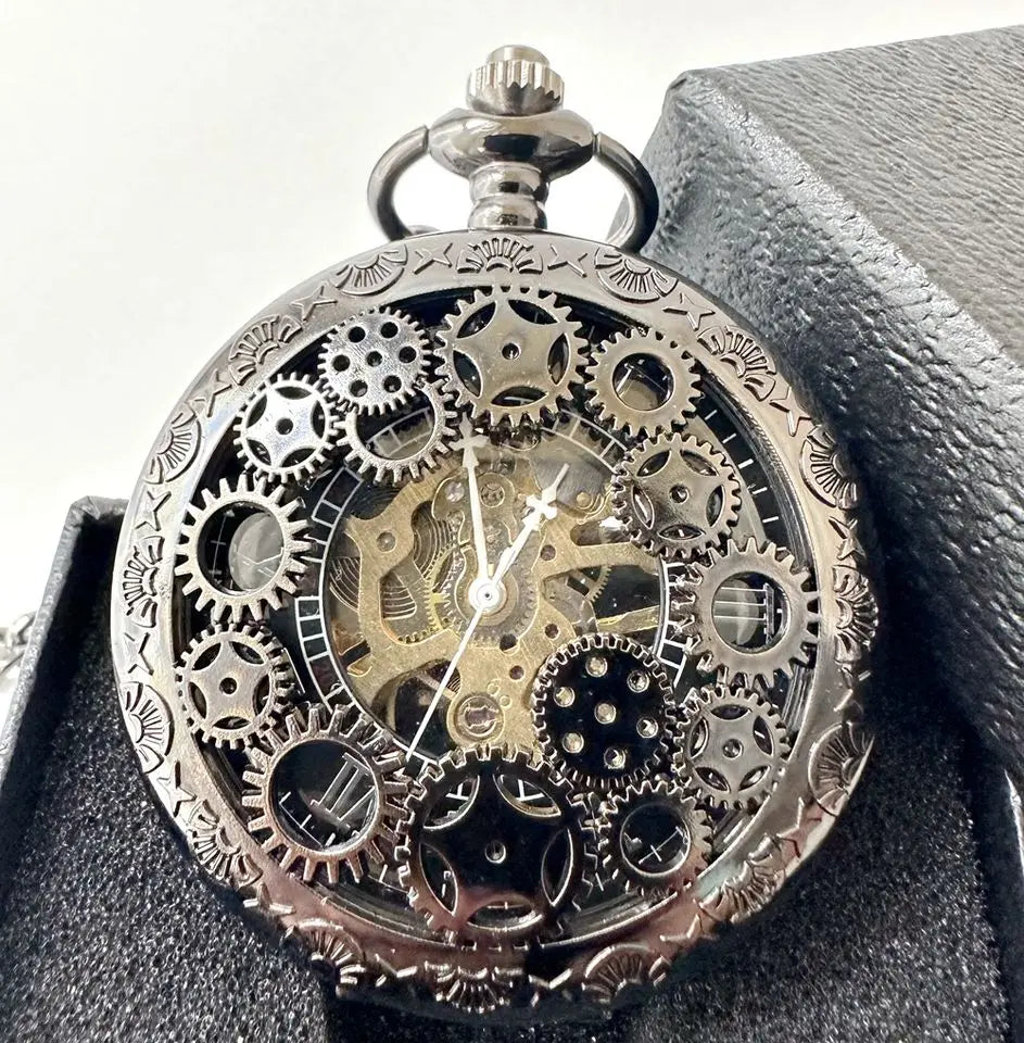 Hollow Zinc Alloy Vintage Antique Manual Gear Dial Mechanical Pocket Watch Key Chain