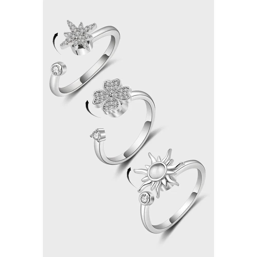 Rotatable Spinner Ring Jewelry 925 Sterling Silver Spinner Rings Rotating Adjustable Fidget Rings for Anxiety