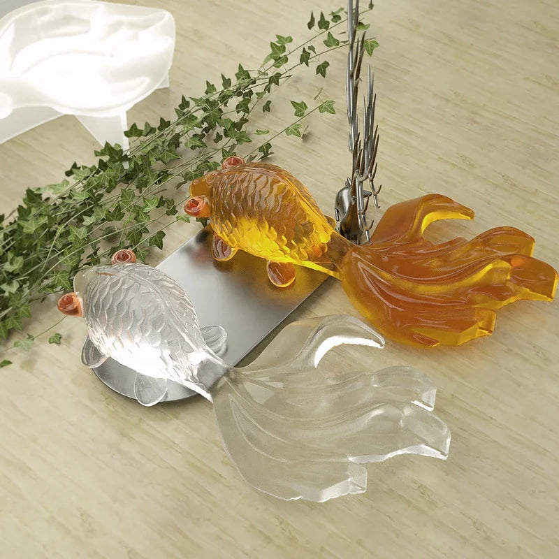 B-5517 Handmade Diy Crystal Glue Epoxy Resin Mold Irregular Goldfish Fish Silicone Mold Home Decor Crafts Diffuser Stone