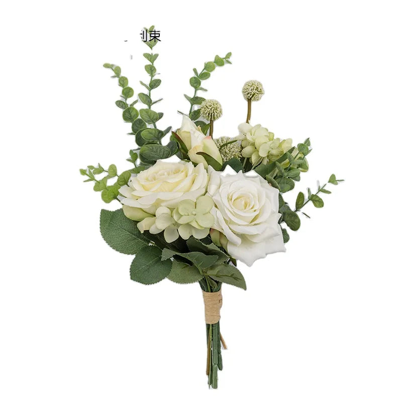 2024  Rose Eucalyptus Bouquet Design Wedding Bouquet Simulation Flower Wall Decoration Rose