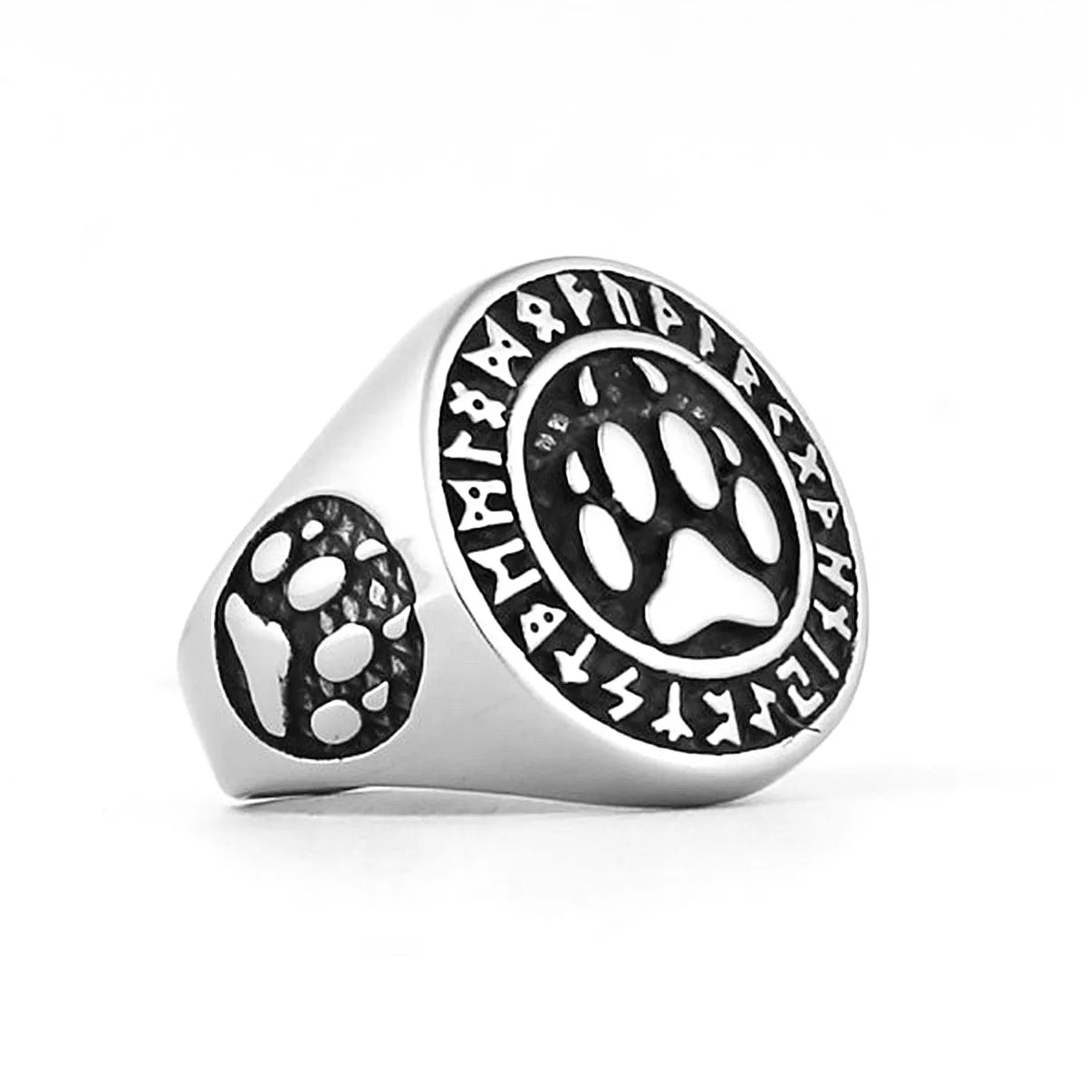 Viking Ring Punk Animal Stainless Steel Rings Retro Viking Bear Claw Titanium Steel Ring