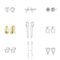 Rose Gold Plated Four Leaf Clover Earrings - S925 Sterling Silver Star & Moon Studs Fantasy Color CZ Party Jewelry for Women