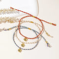 Go2boho Handmade Cotton Thread Design Bohemian Women Fashion Jewelry Gold Bead and Heart Pendant Bracelets for Friendship Chain