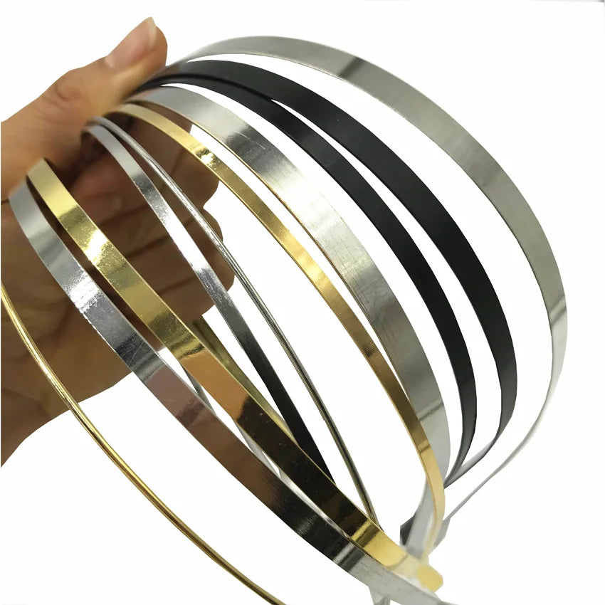 50 Pcs 1.2mm 3mm 5mm 7mm 10mm Metal Headband for Women Men Wholesale Silver Gold Black Hair Hoop DIY Hairband Accessories