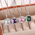 CAOSHI Dainty Bling 4 Colors Crystal Zircon Pendant Ladies Necklace for Women Box Chain Beautiful Valentine's Day Charm Jewelry