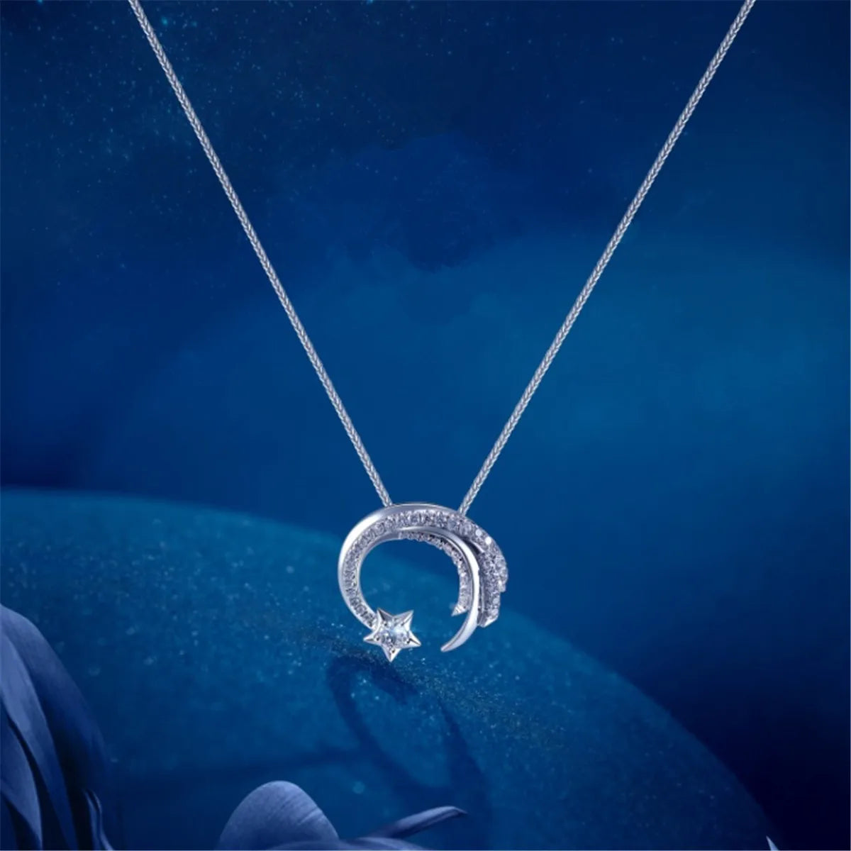 Women Meteor Garden Same Paragraph Silver Moon and Star Jewelry Birthday Gift Necklace Fashion