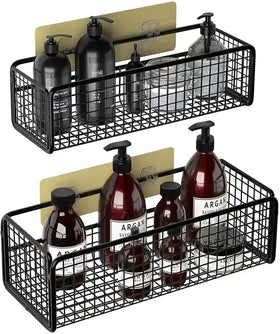 Classics Type Anti-rust Free Drilling Bathroom Shelves Shower Shelves for Bathroom Storage Matte Black