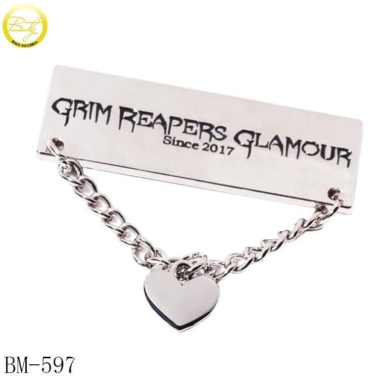 Manufacturer Made Bags Accessory Metal Letter Plate Rectangle Enamel Name Metal Badge Label for Hats